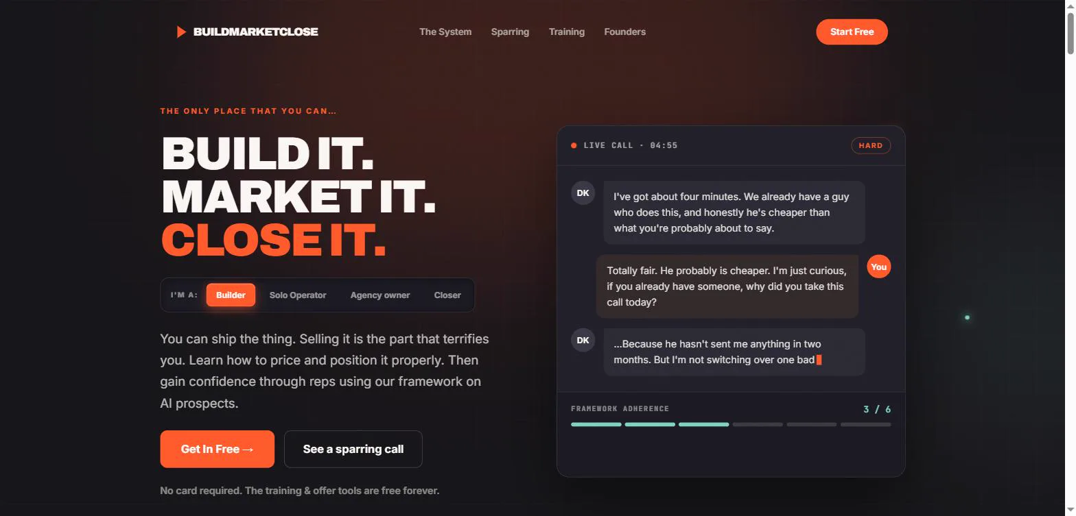 buildmarketclose.com: the sales training and AI sparring app, powered by Allodra